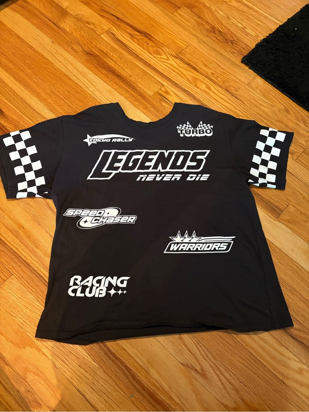 Legends Never Die Black Racing Graphic Tee